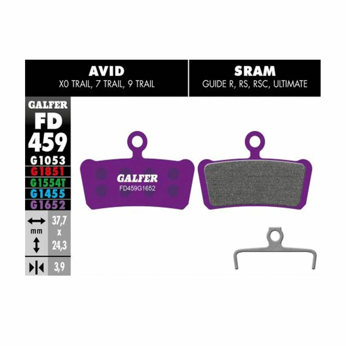 GALFER E-bike Remblok G1652 Avid Elixir - Paars 3 GALFER E-bike Remblok G1652 Avid Elixir - Paars