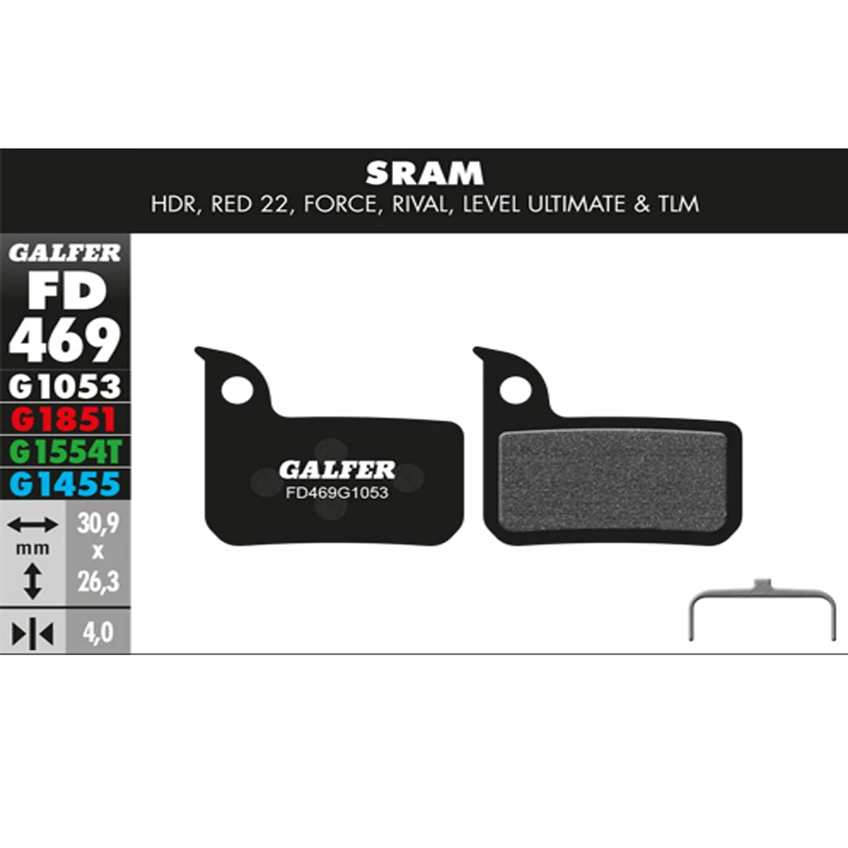 GALFER Remblok Road SRAM - Rood 22, Force, Rival 3 GALFER Remblok Road SRAM - Rood 22, Force, Rival